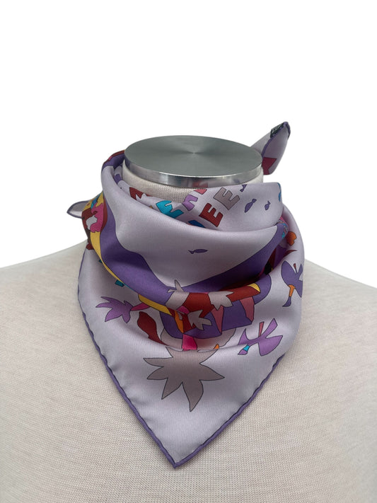 Hermes "Mediterranee" Purple Silk Scarf By Robert Dallet