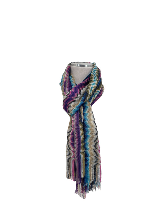Missoni Collection Blue/Purple Zigzag Fringe Scarf