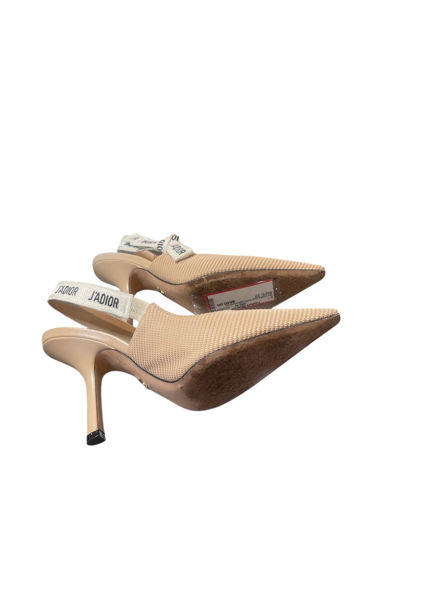 Dior J’adior Nude Fabric Slingback Shoes Size 37