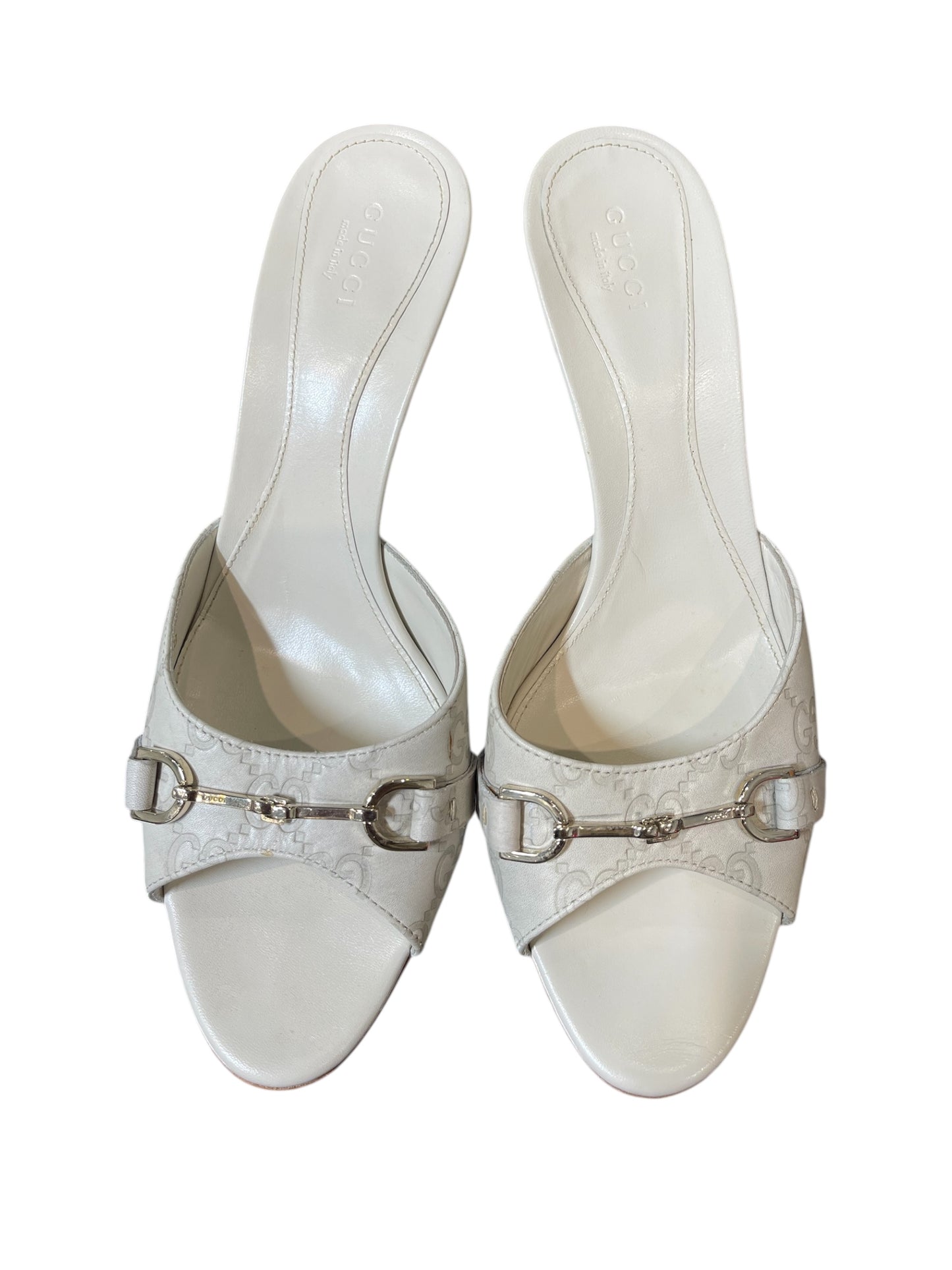 Dior White Leather Monogram Horsebit