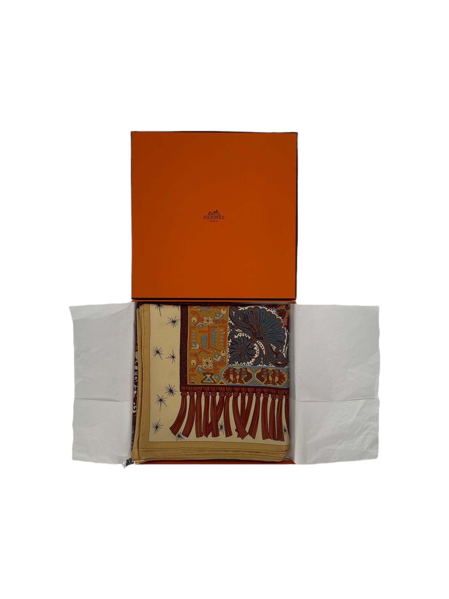 Hermes "Sur Un Tapis Volant" Silk Scarf Designed By Annie Faivre
