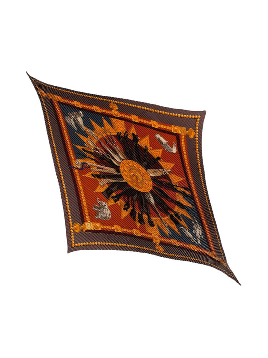 Hermes "Cuillers D'Afrique" Plisse Silk Scarf By Cathy Latham