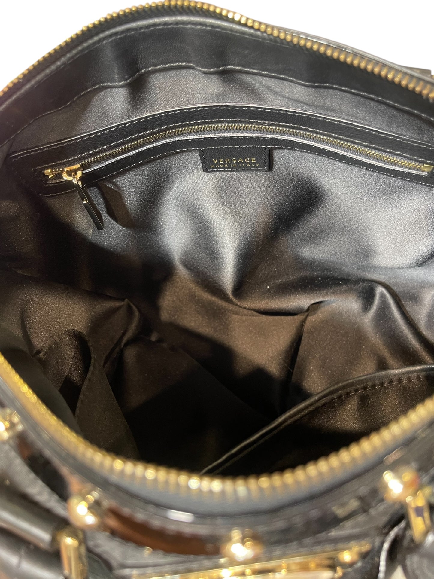 Versace Black/Gold Studs Doctor Handbag