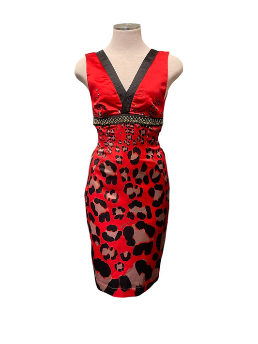 Just Cavalli Red/Black Leopard Sleeveless Dress