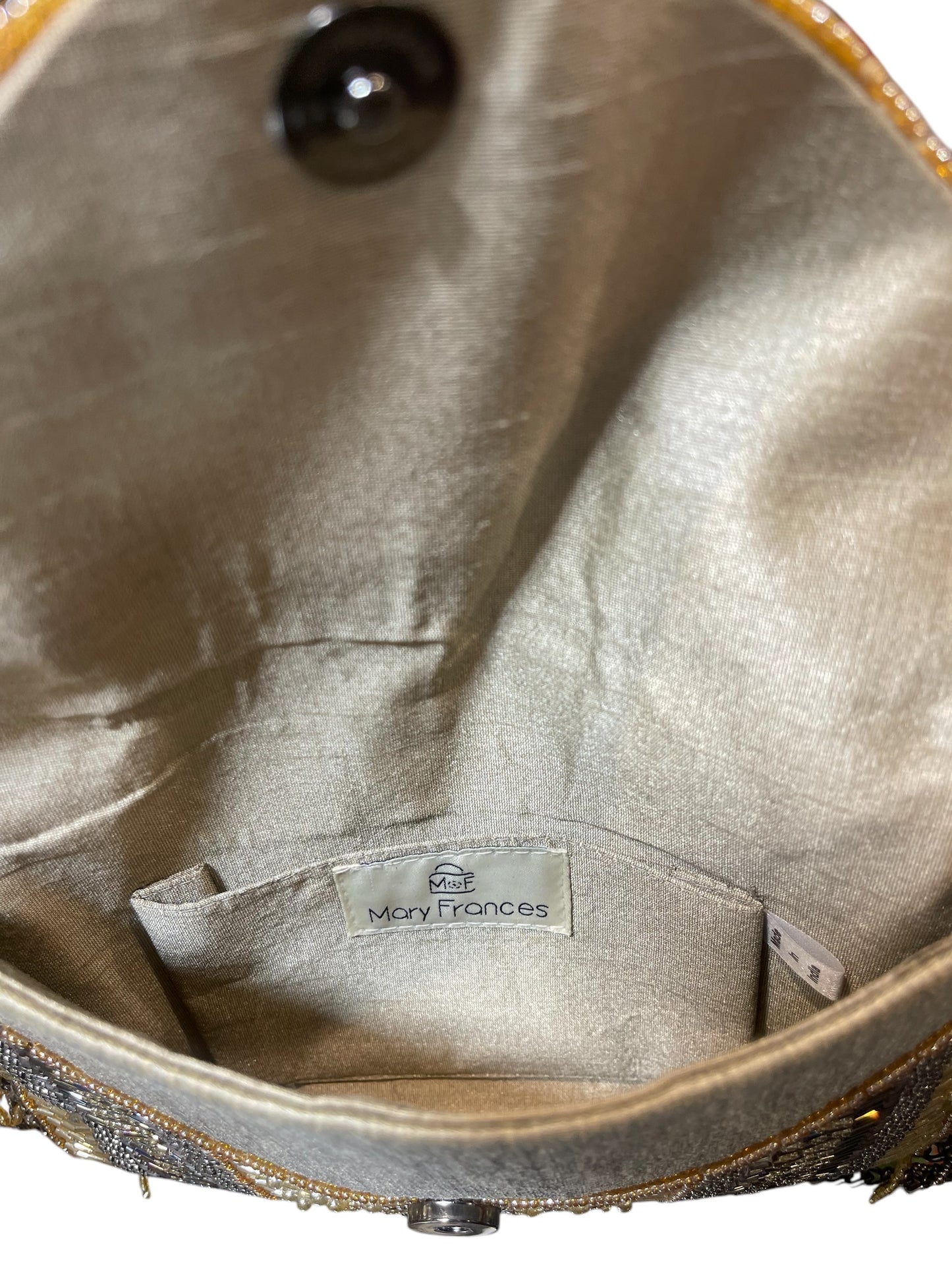 Mary Frances Grey/Gold Beaded Small Crossbody Bag