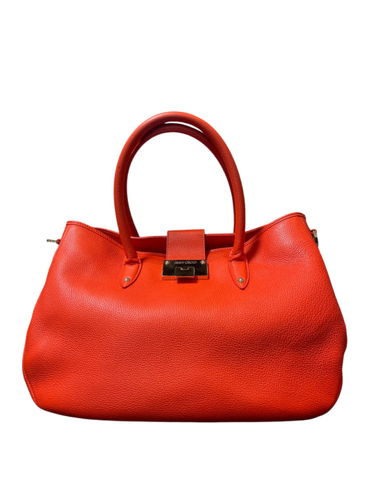 Jimmy Choo Raina Orange Leather Tote Handbag