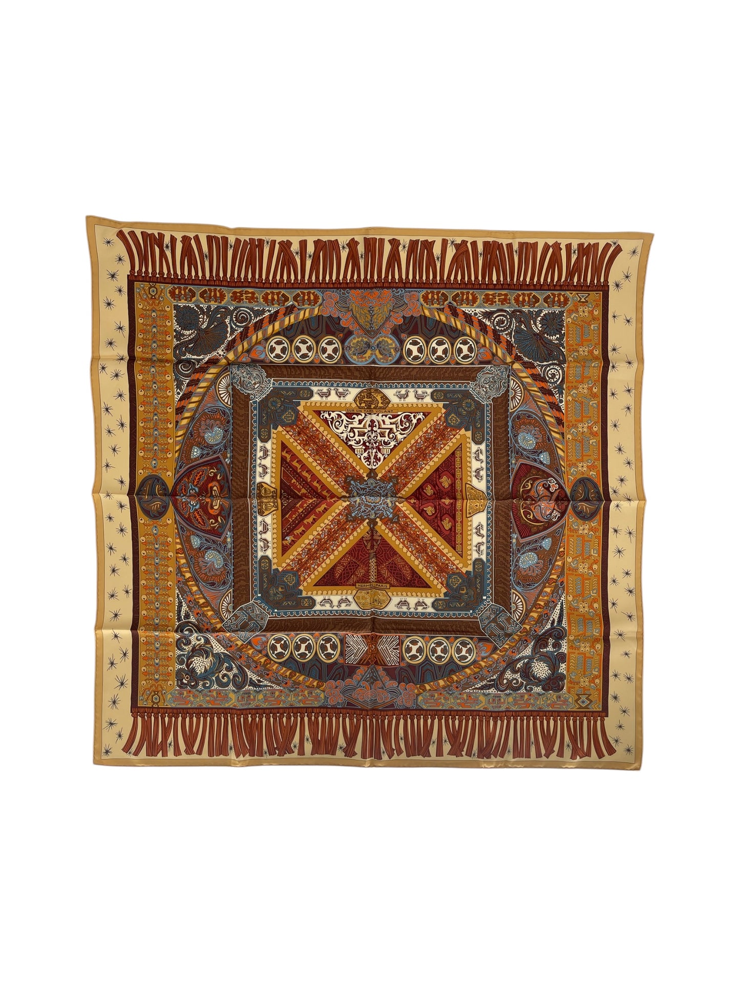 Hermes "Sur Un Tapis Volant" Silk Scarf Designed By Annie Faivre