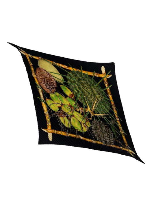 Hermes "Jardin Creole" Plisse Silk Scarf By Valerie Dawalt-Dumoulin
