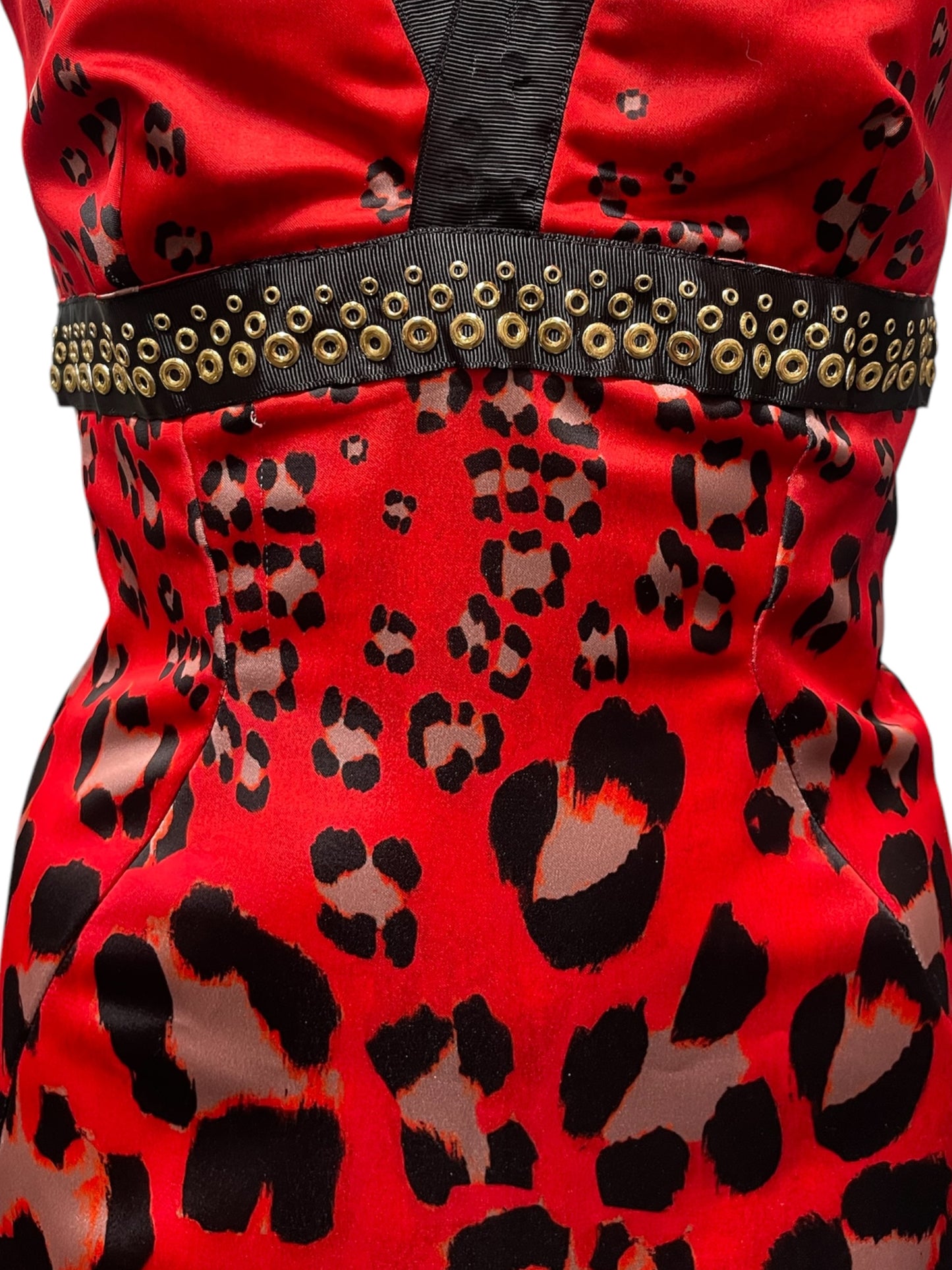Just Cavalli Red/Black Leopard Sleeveless Dress