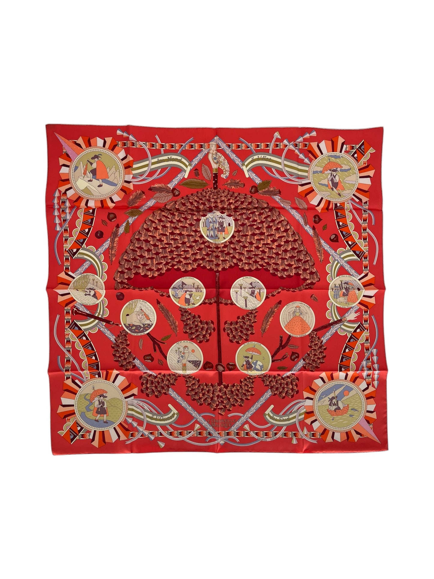 Hermes "L'Ombrelle Magique" Silk Scarf By Pierre Marie