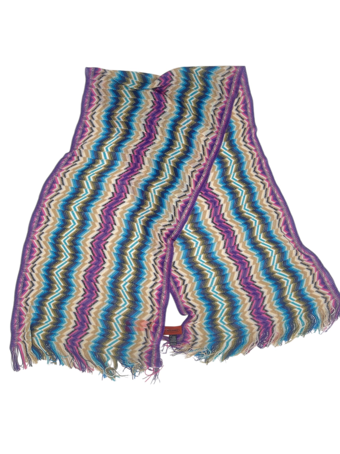 Missoni Collection Blue/Purple Zigzag Fringe Scarf