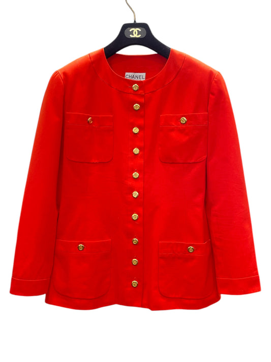 1993 Vintage Chanel Tangerine Skirt Suit Set XL