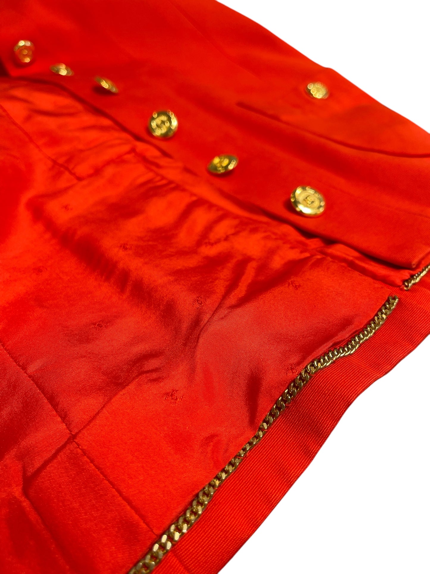 1993 Vintage Chanel Tangerine Skirt Suit Set XL