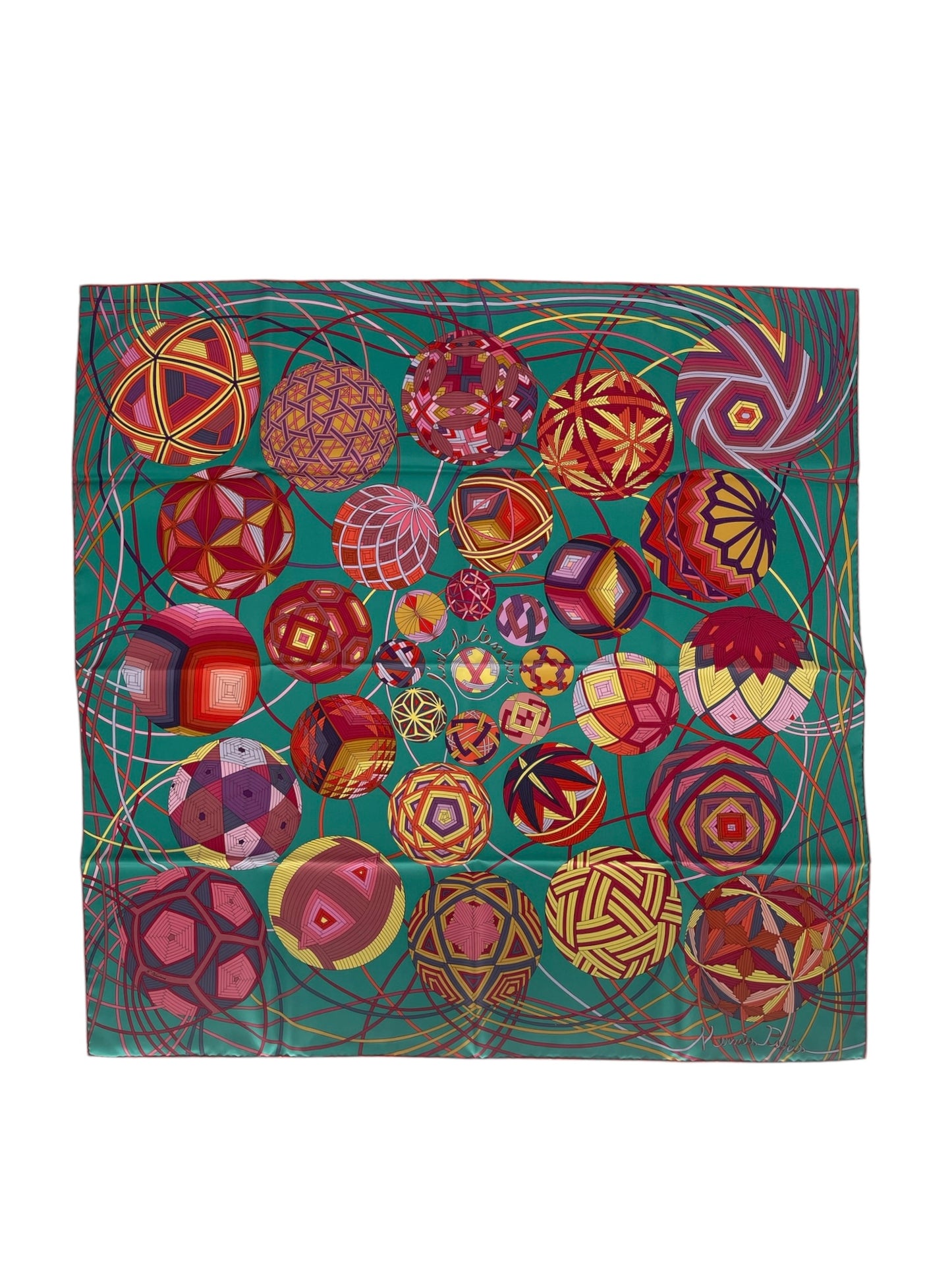 Hermes “L'Art Du Temari” Silk Scarf By Natalie Vialars