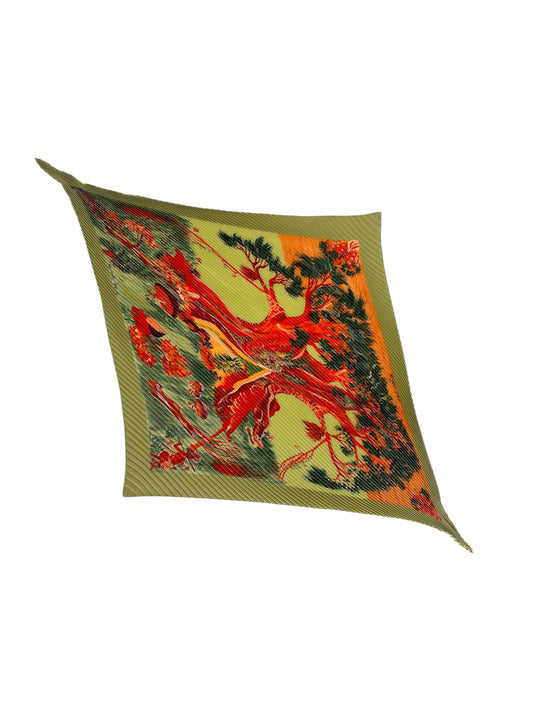 Hermes "Kuggor Tree" Plisse Silk Scarf By Sefedin Kwumi