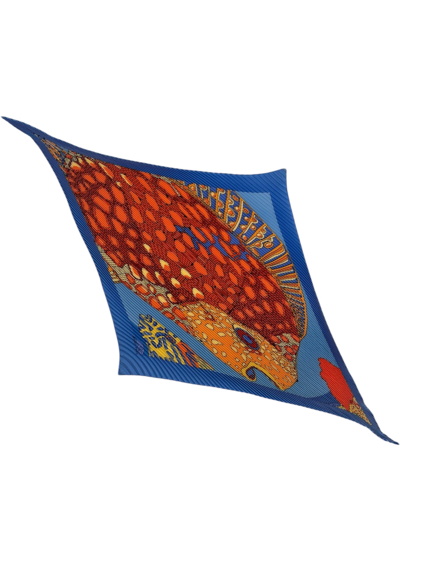 Hermes "Grands Fonds" Plisse Silk Scarf By Annie Faivre