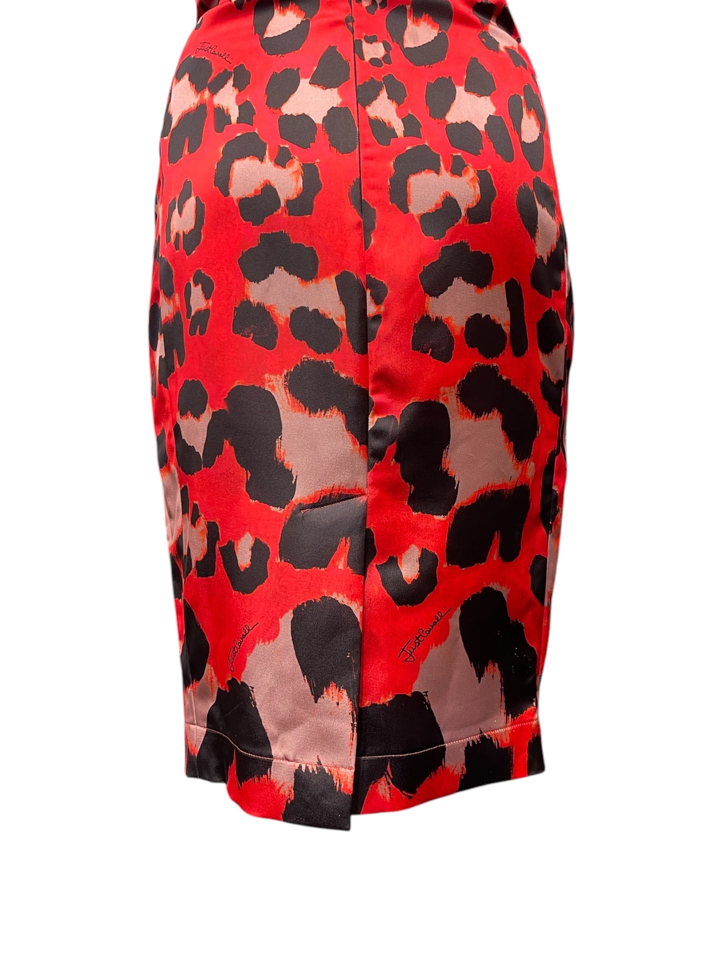 Just Cavalli Red/Black Leopard Sleeveless Dress