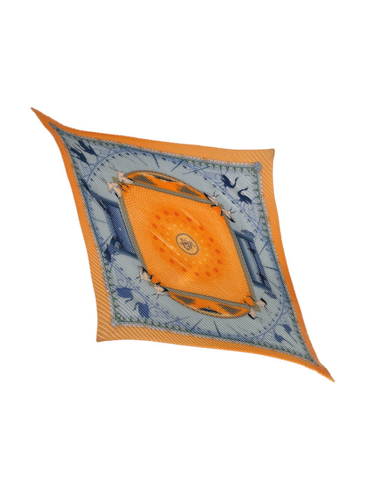 Hermes "Chaque Rencontre Est Unique" Plisse Silk Scarf By Haijne Katagiri