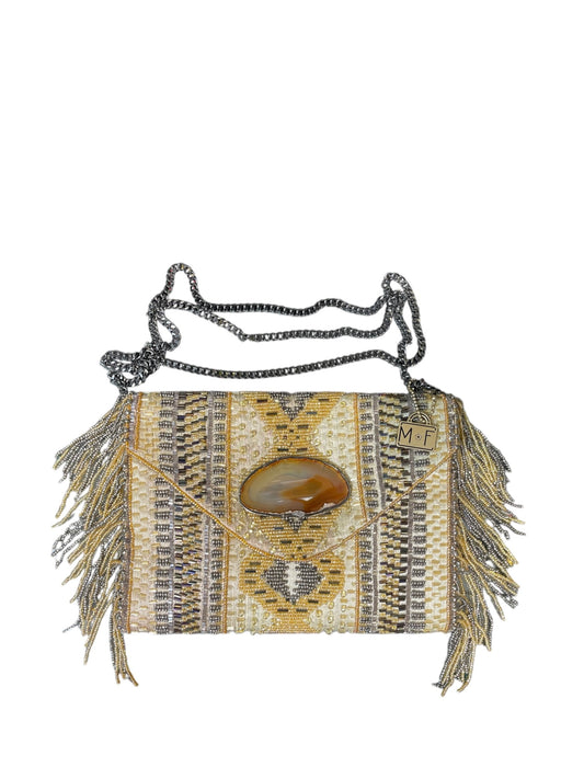 Mary Frances Grey/Gold Beaded Small Crossbody Bag