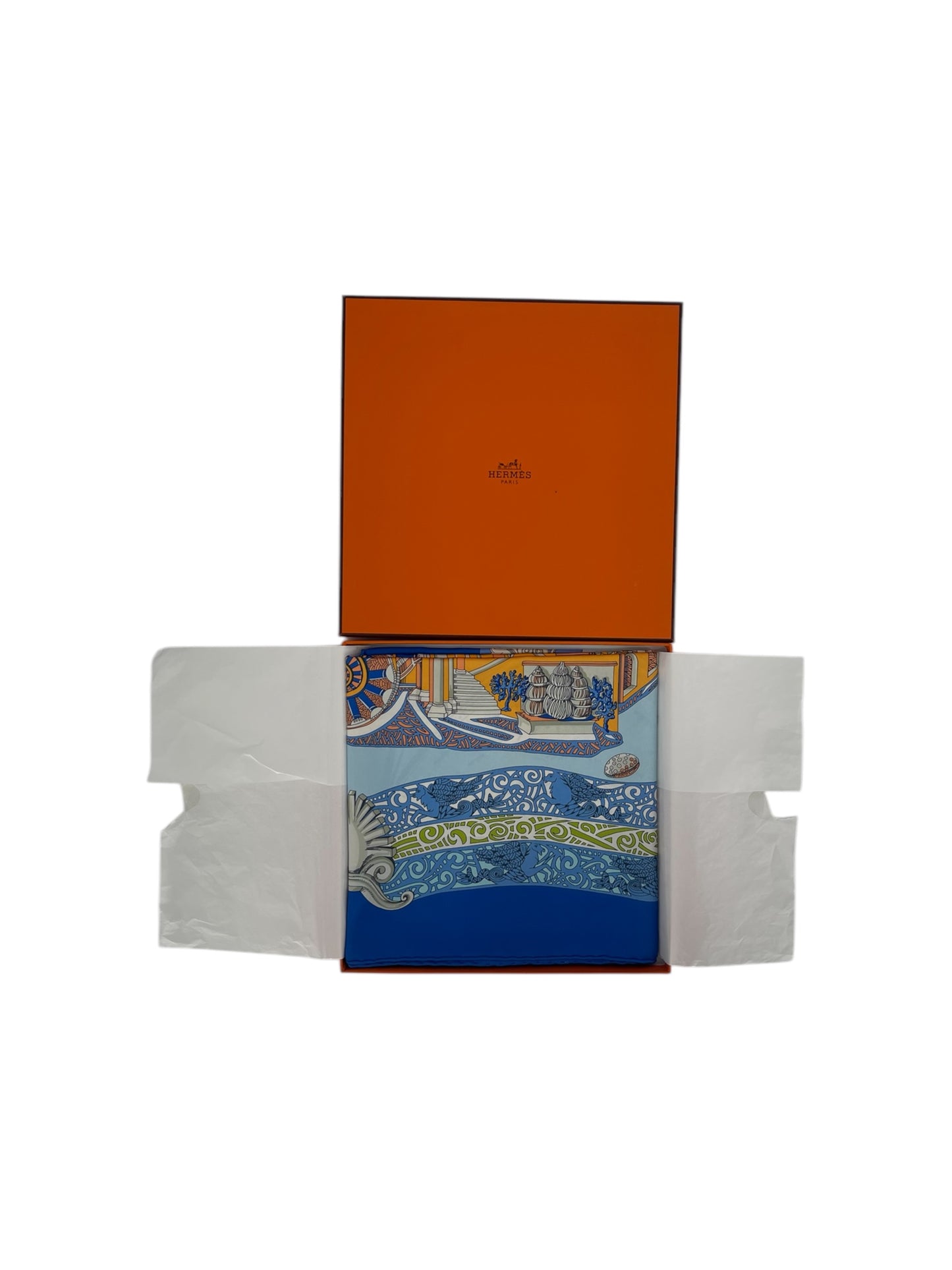 Hermes "L'Atlantide" Silk Scarf Designed By Annie Faivre