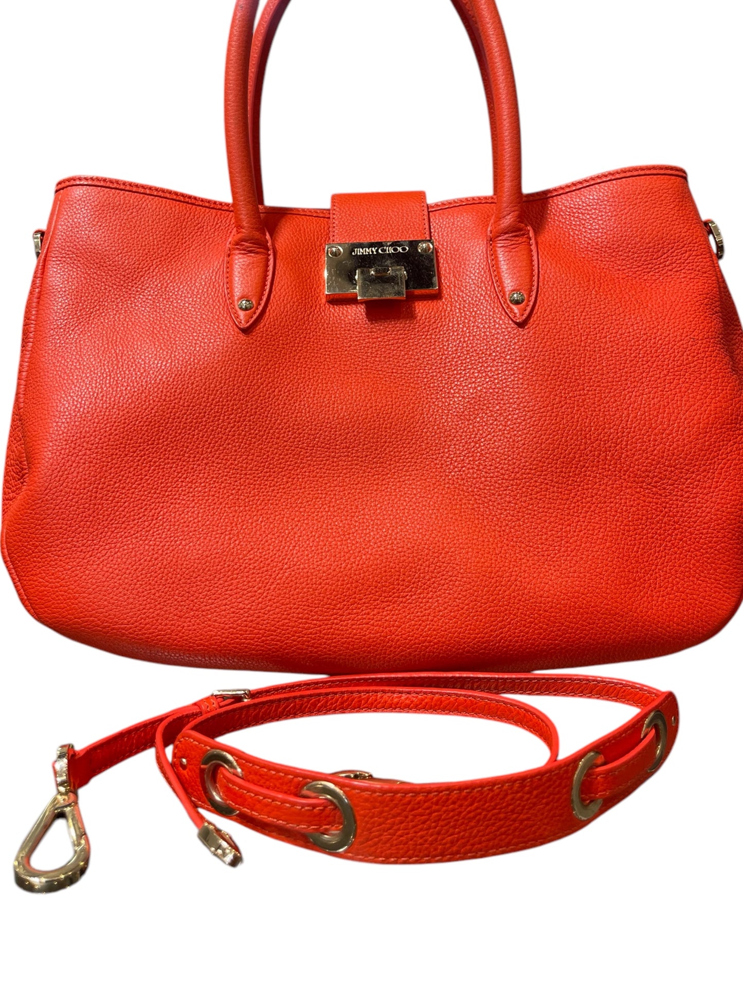Jimmy Choo Raina Orange Leather Tote Handbag
