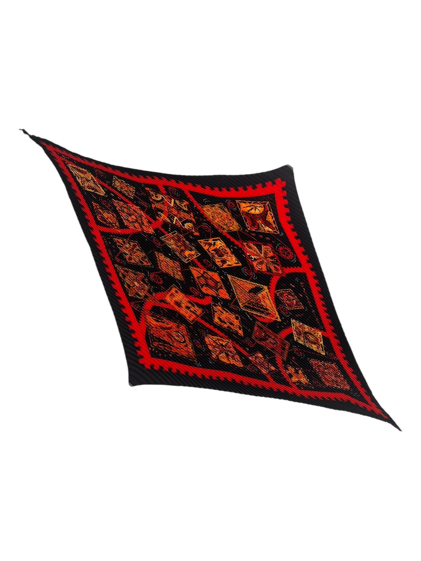 Hermes "La Mécanique Des Idees' Plisse Silk Scarf By Christine Henry