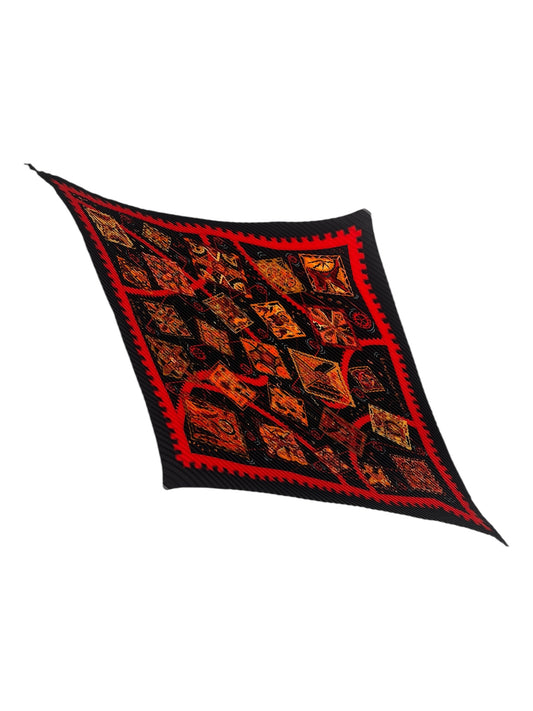 Hermes "La Mécanique Des Idees' Plisse Silk Scarf By Christine Henry