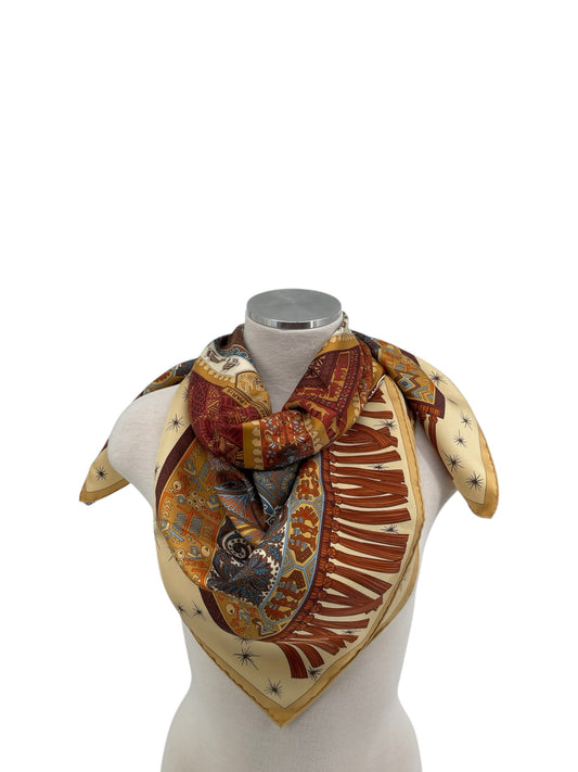 Hermes "Sur Un Tapis Volant" Silk Scarf Designed By Annie Faivre