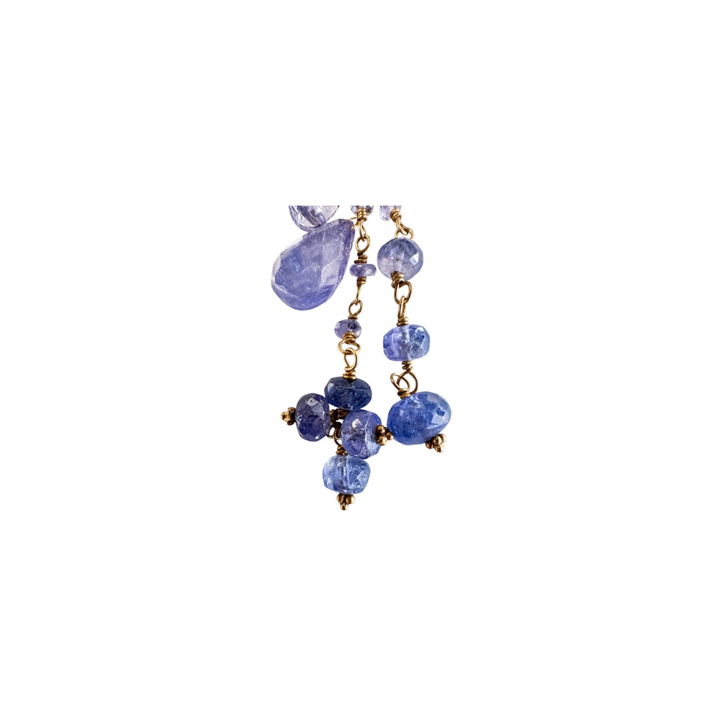 10 Karat Gold Tanzanite Cluster Drop Earrings