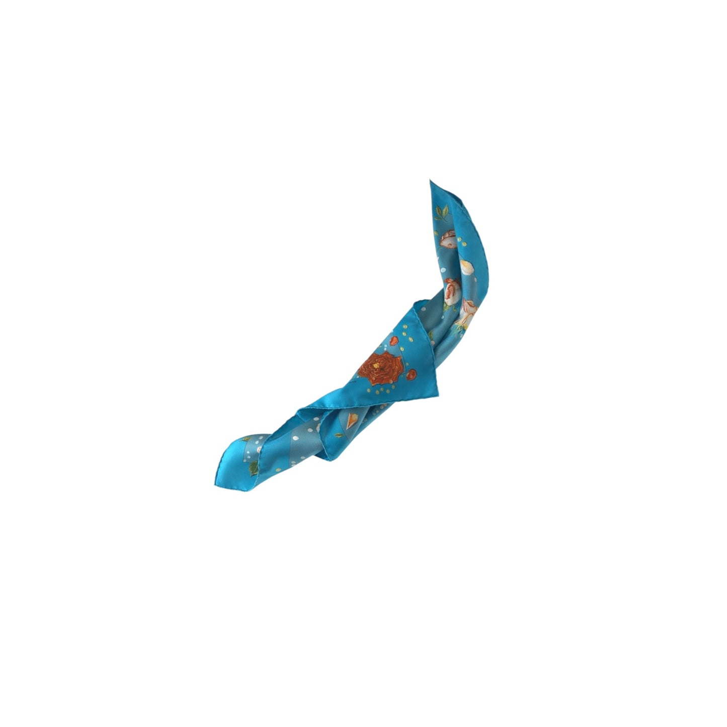 Hermes “La Rosee" Turquoise Silk Scarf Carre 40 By Anne Gavarni