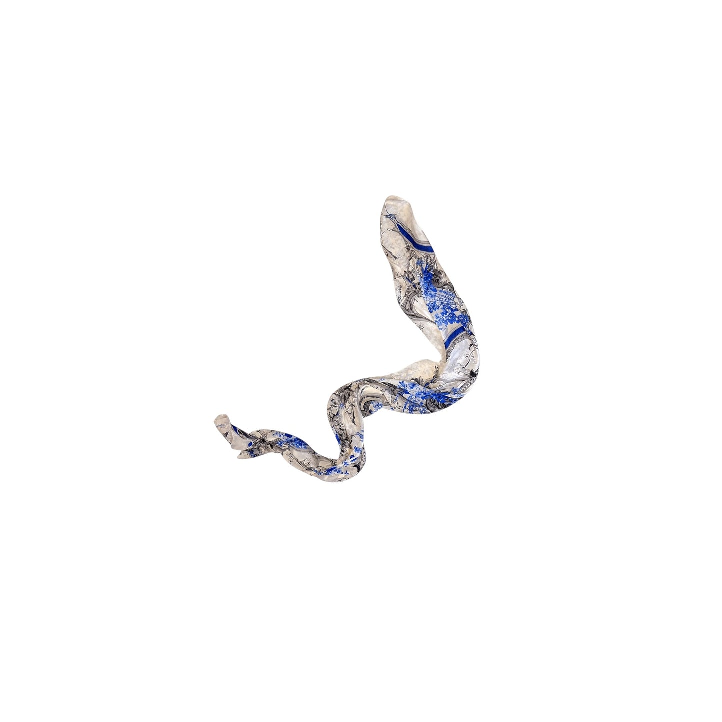 Roberto Cavalli Blue Baroque Floral Silk Scarf