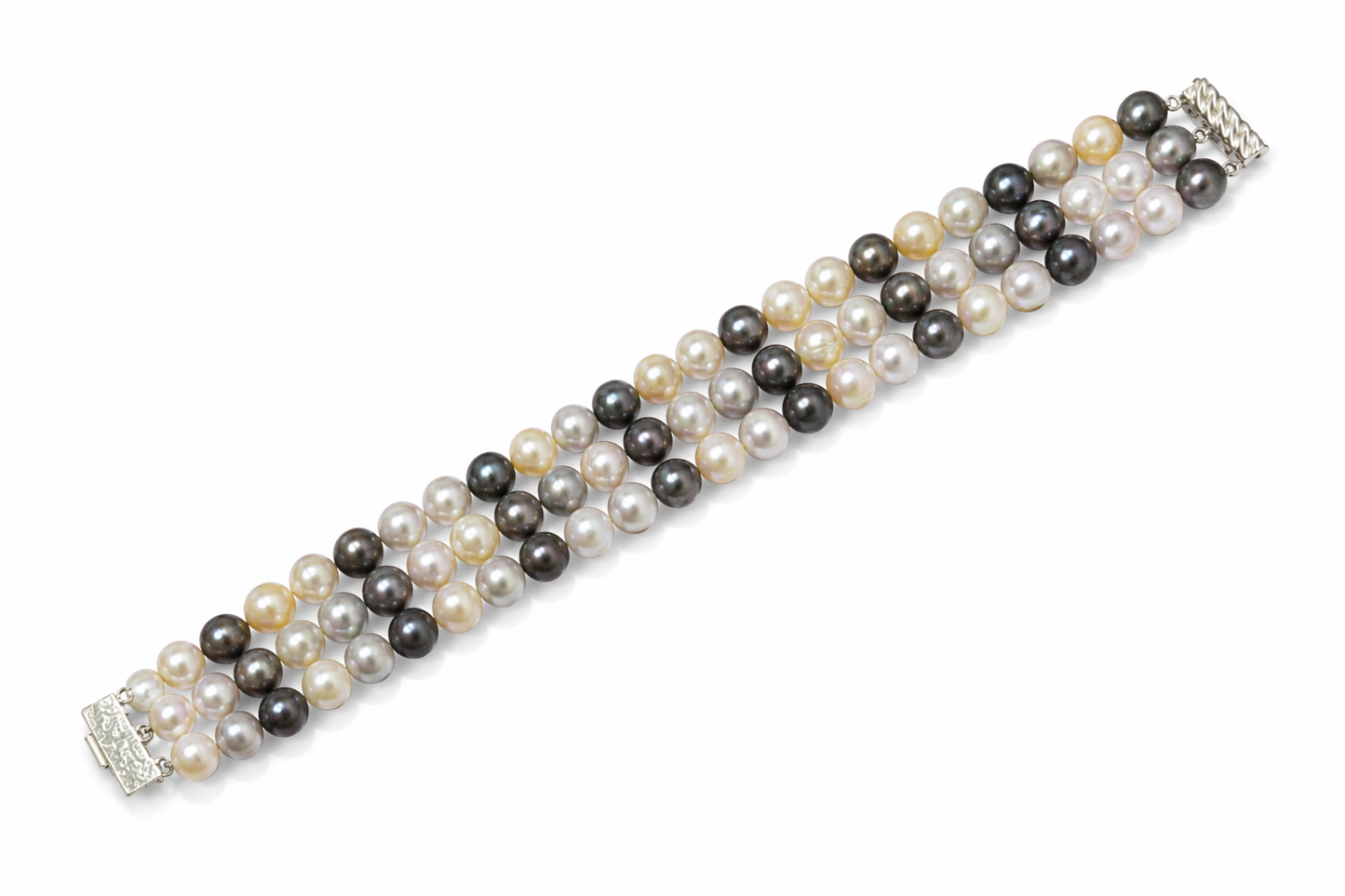 Multi Strand Freshwater Pearl Bracelet With Sterling Silver Clasp