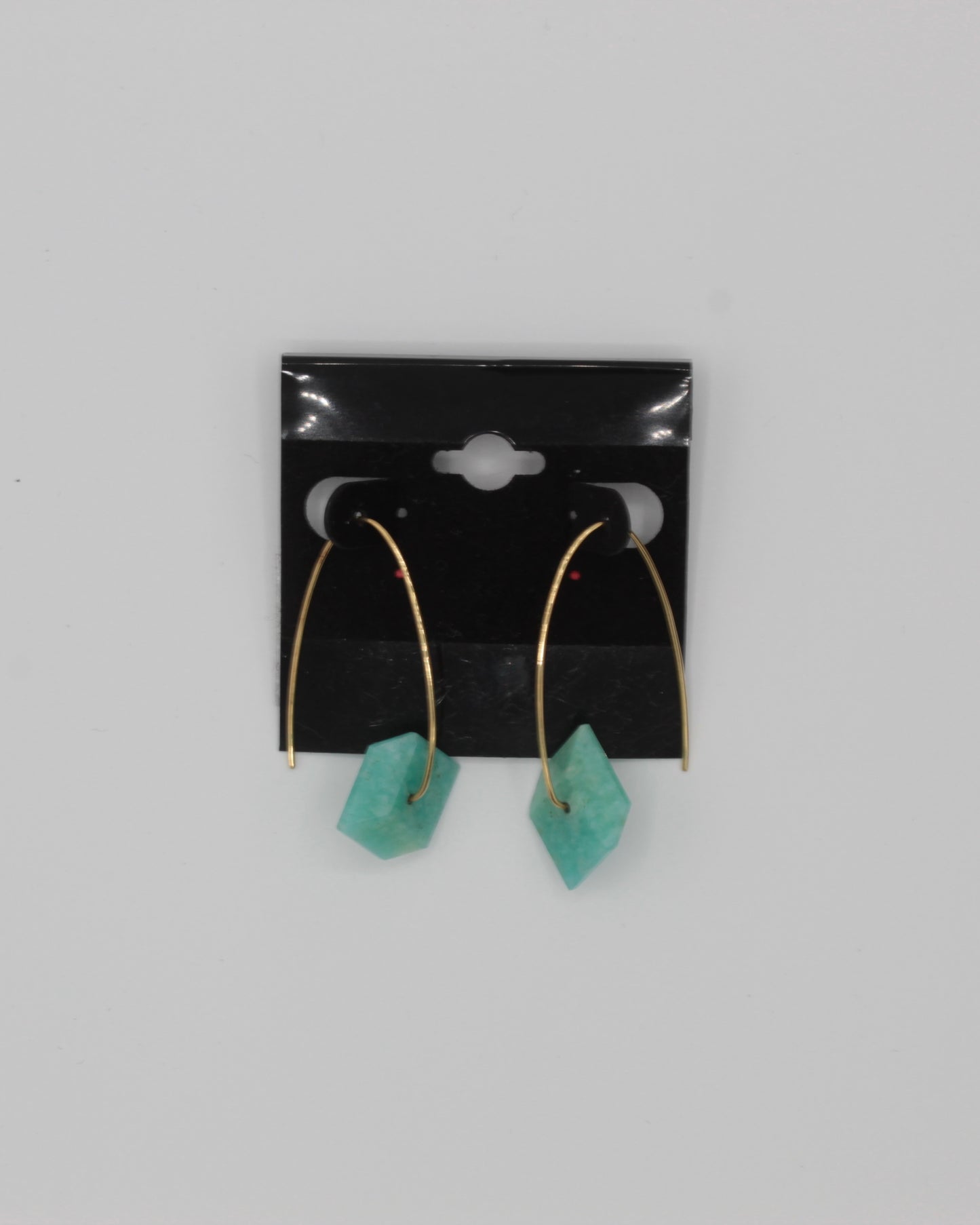 Turquoise Gold Crystal Oval Earrings