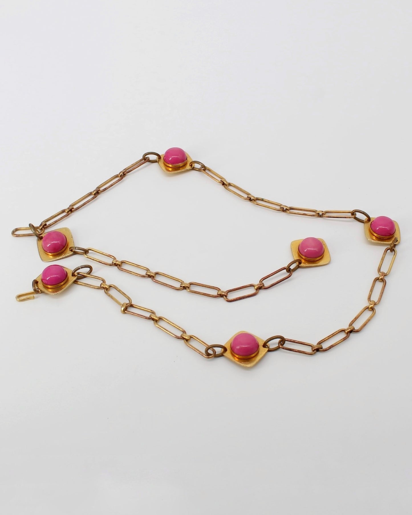 Yves Saint Laurent Vintage Gold/Pink Stone Waist Chain Belt
