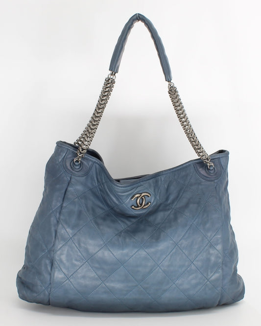 Chanel Blue Relaxed Lambskin Hobo Handbag