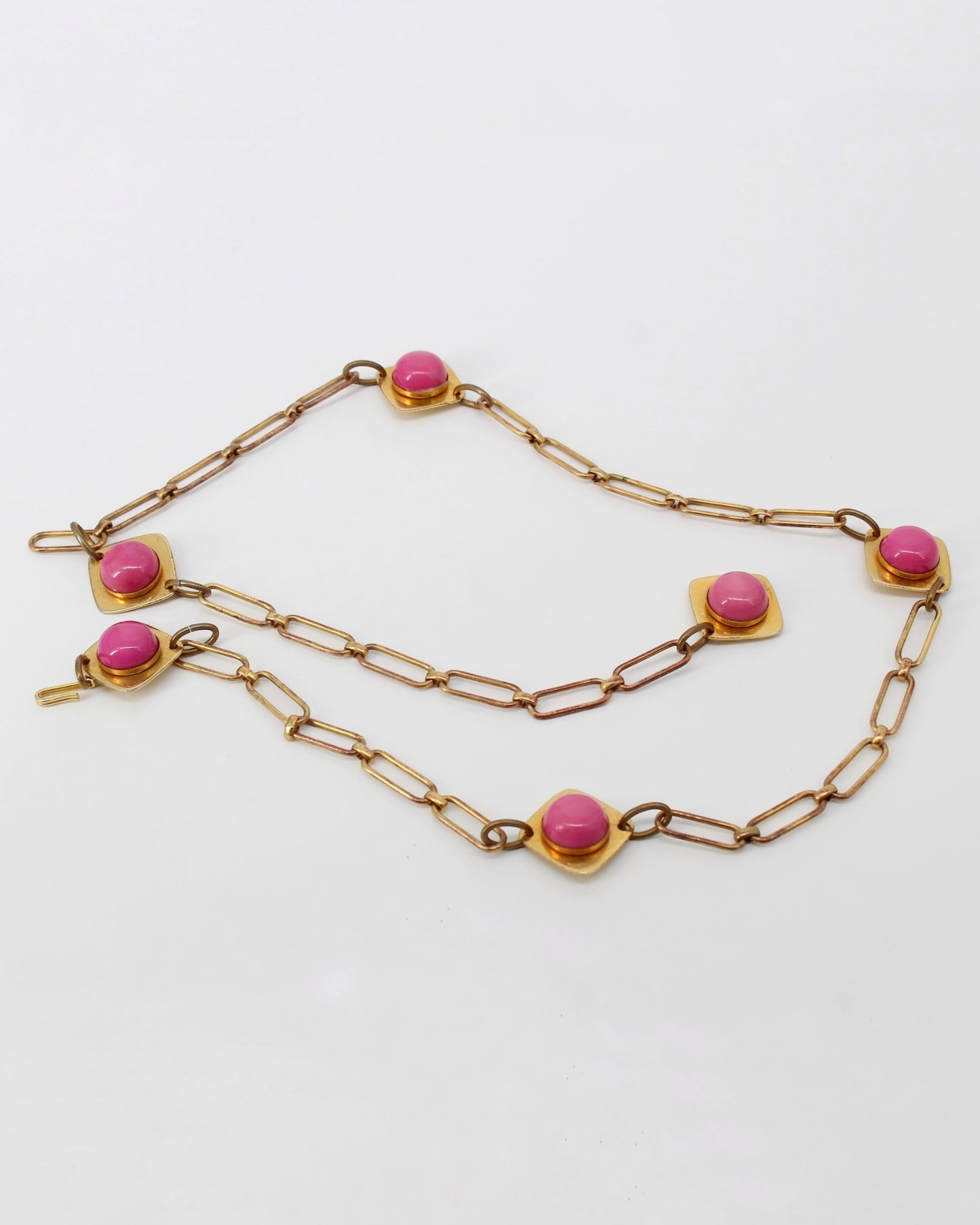 Yves Saint Laurent Vintage Gold/Pink Stone Waist Chain Belt