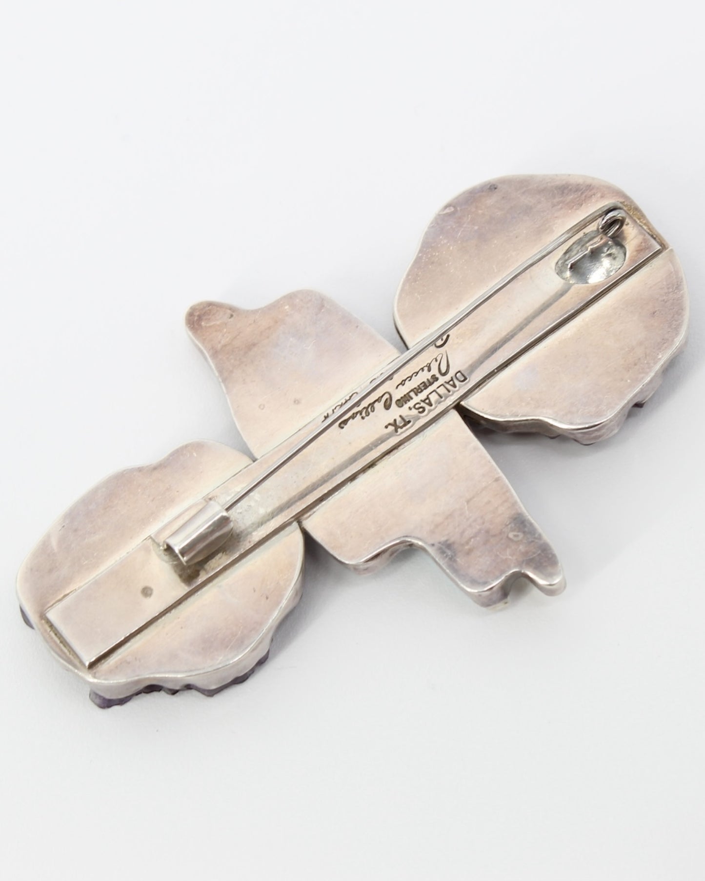 Rebecca Collins Amethyst & Mother Of Pearl Sterling Silver Large Pin