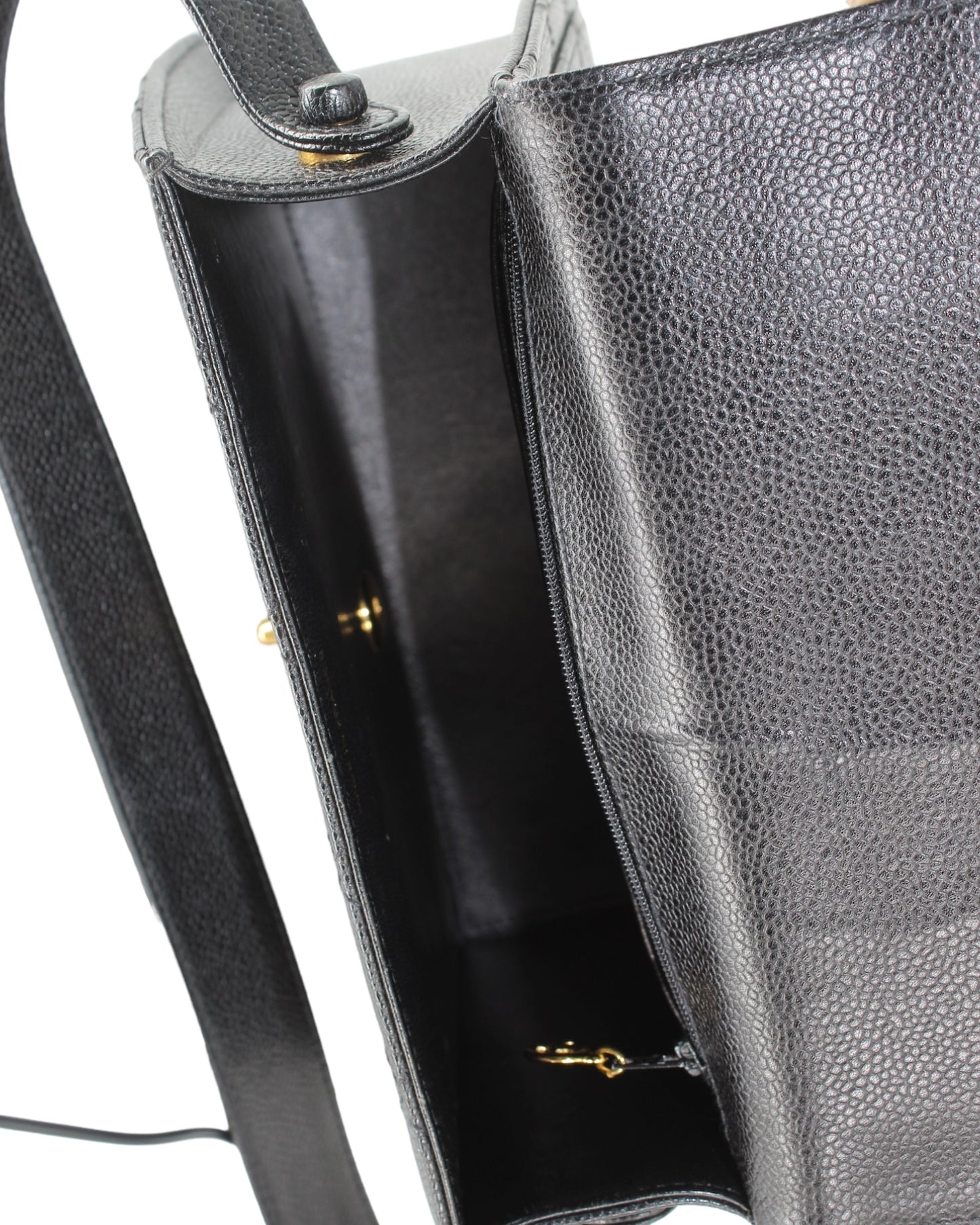 Chanel Vintage CC Flap Shoulder Bag Stitched Caviar Small