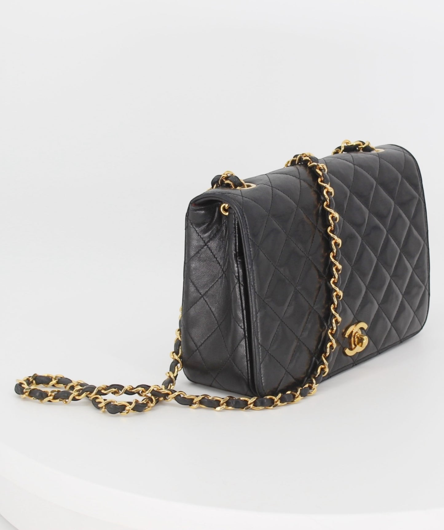 Chanel Vintage Lamb Black Flap Bag Small