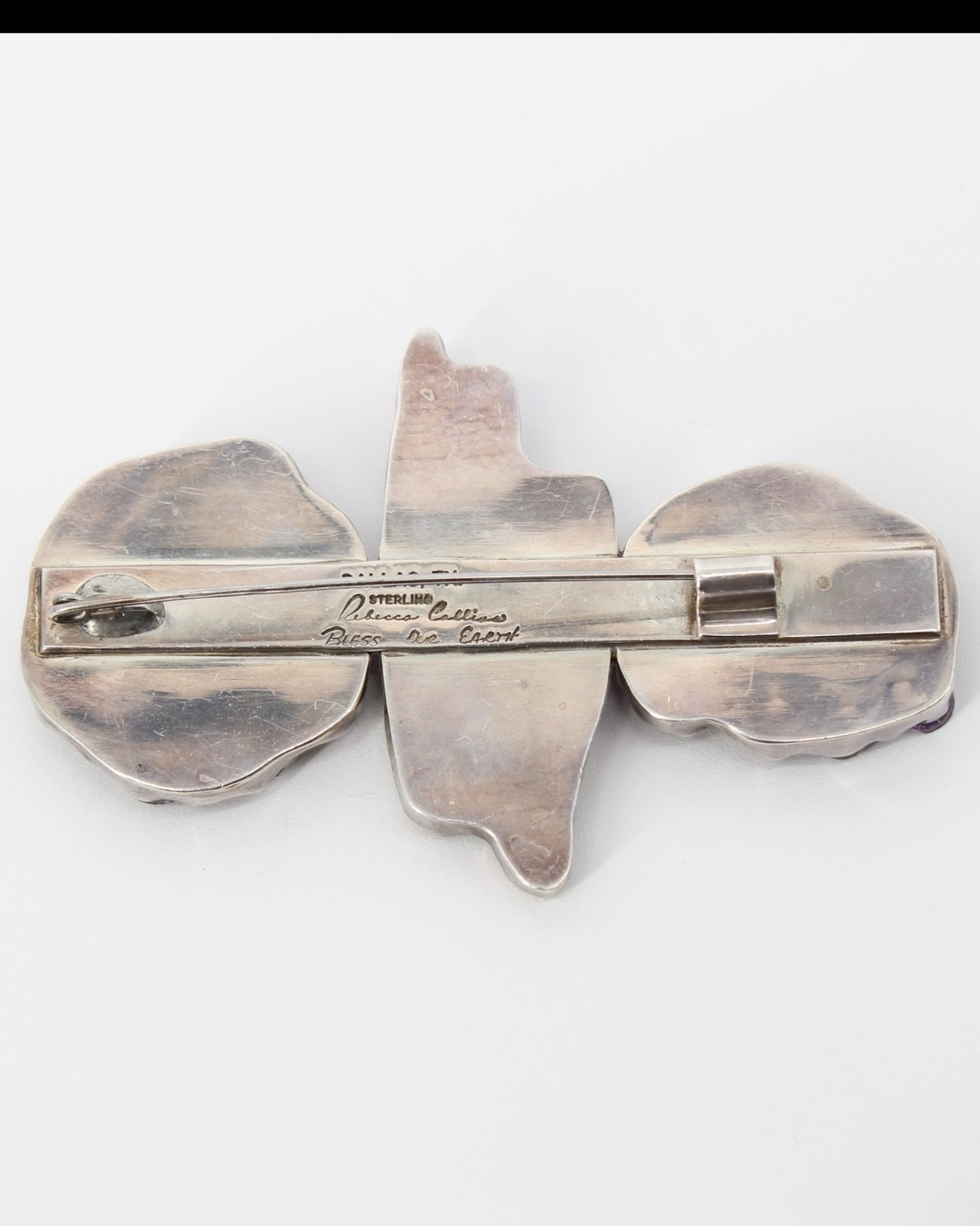 Rebecca Collins Amethyst & Mother Of Pearl Sterling Silver Large Pin