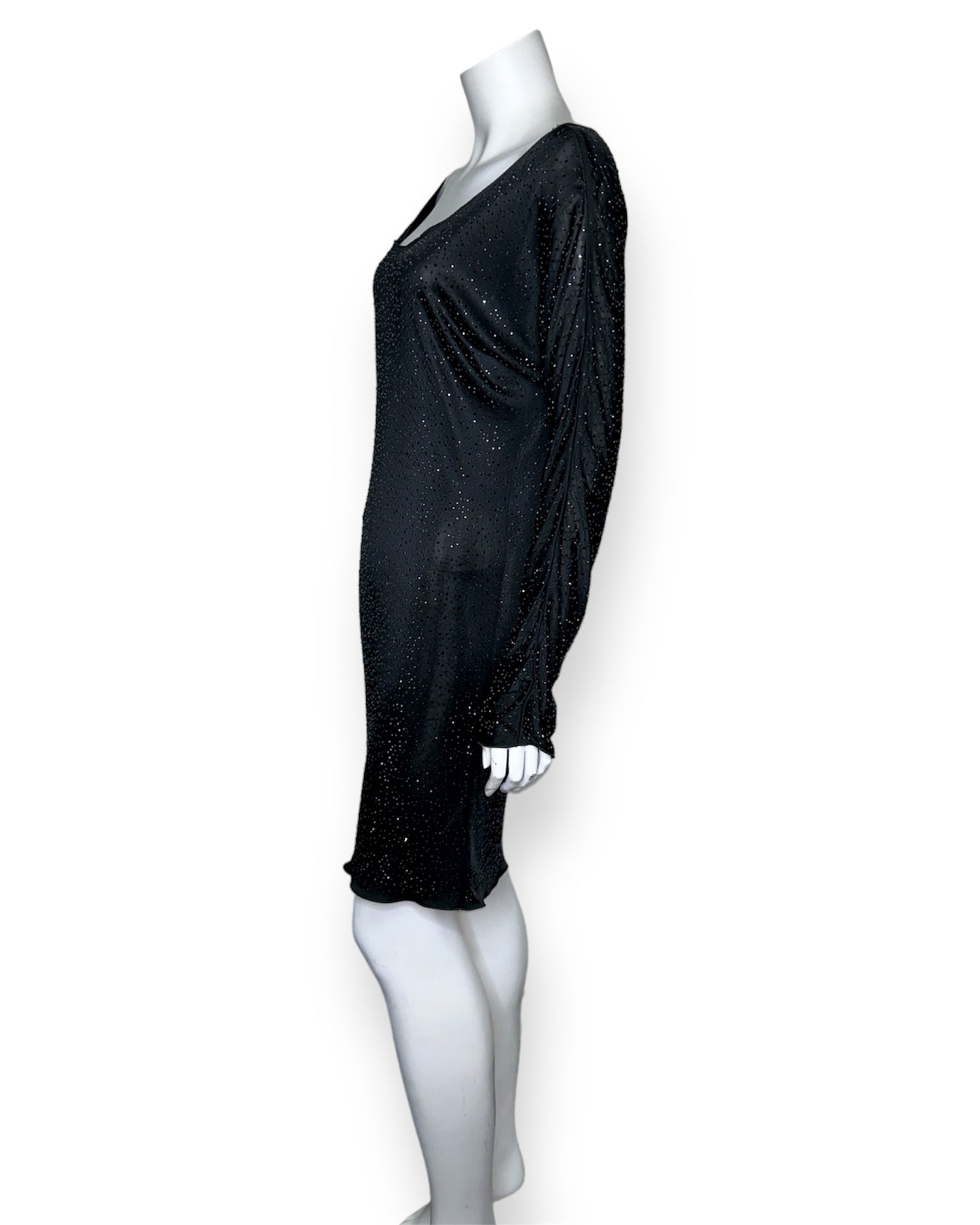 Giorgio Armani Black Long Sleeves Studded Fitted Dress Size 4