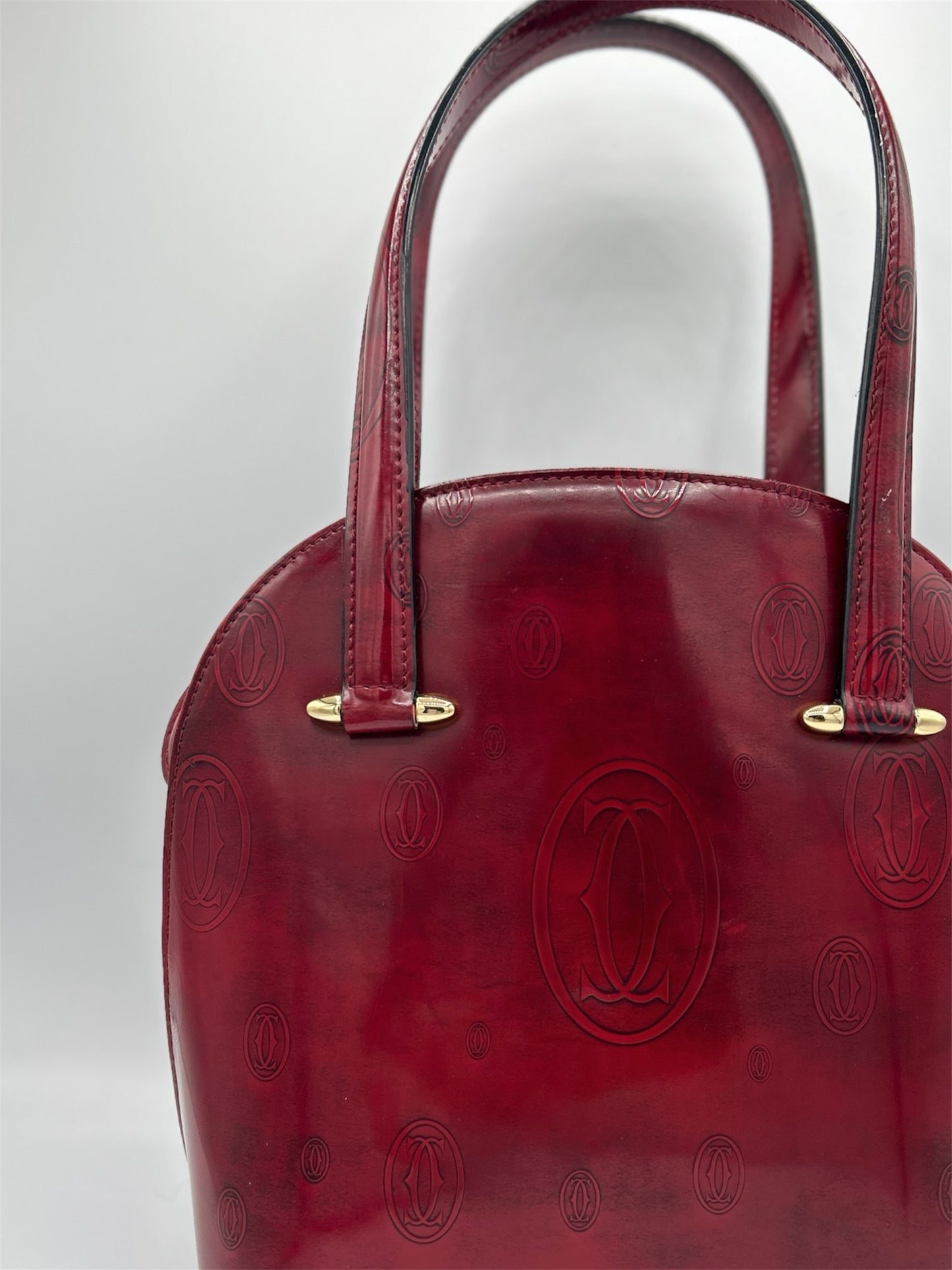 Cartier Paris Burgundy Leather Logo Handbag