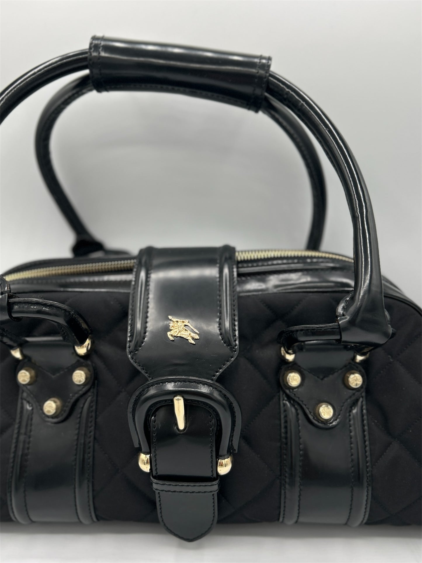 Burberry Quilted Manor Nylon Black Handbag