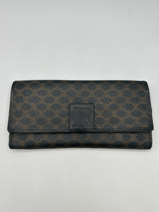 Celine Macadam Logo Brown Black Leather Wallet