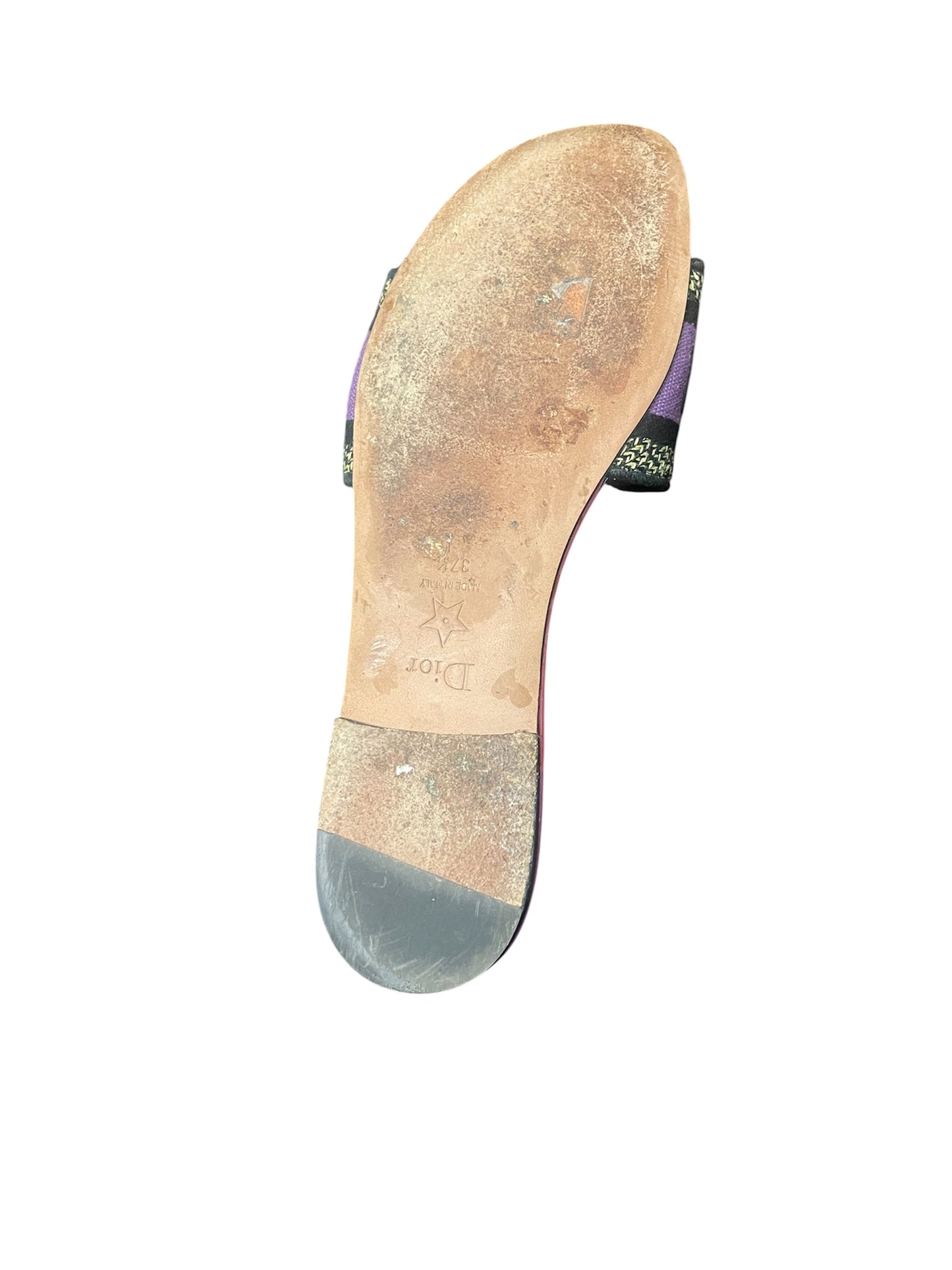 Christian Dior Dway Embroidered Logo Slide Sandals – Multicolor Print. Size 37.5 EU/ 7 US