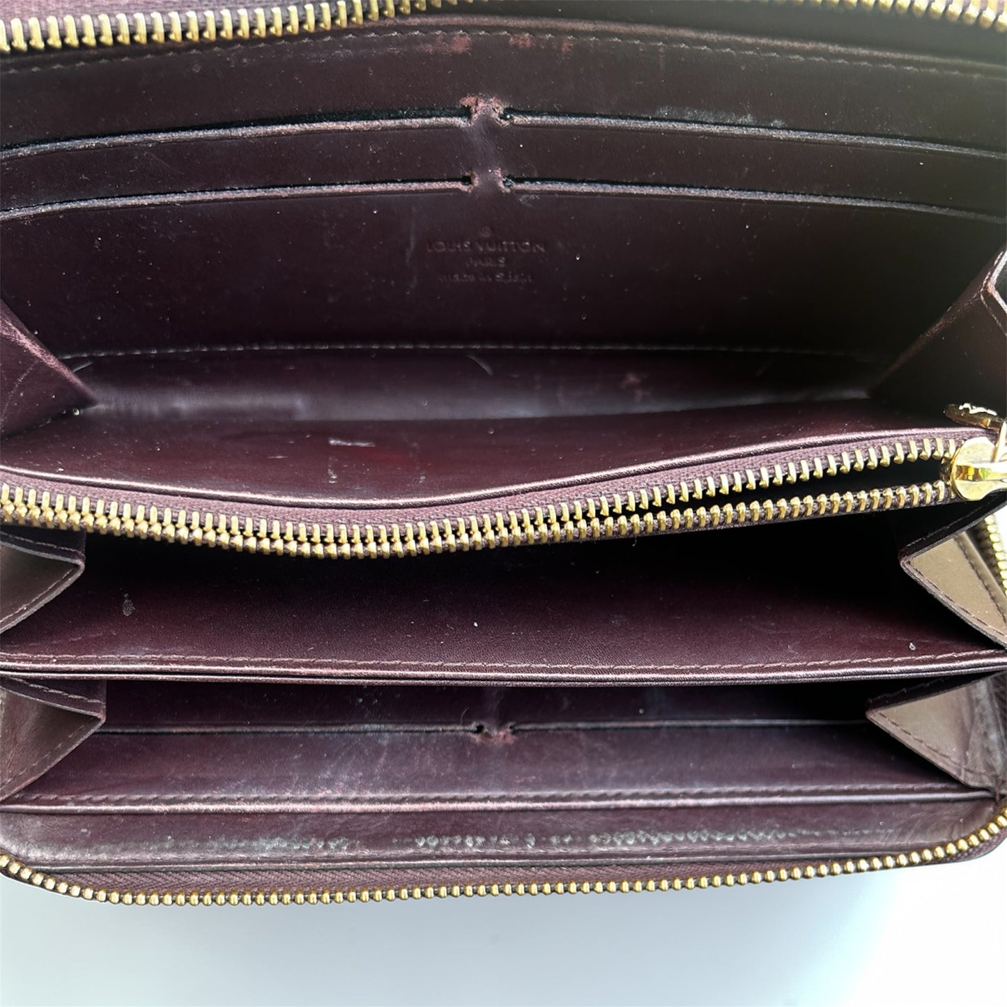 Louis Vuitton Patent Amarante Zip Around Wallet