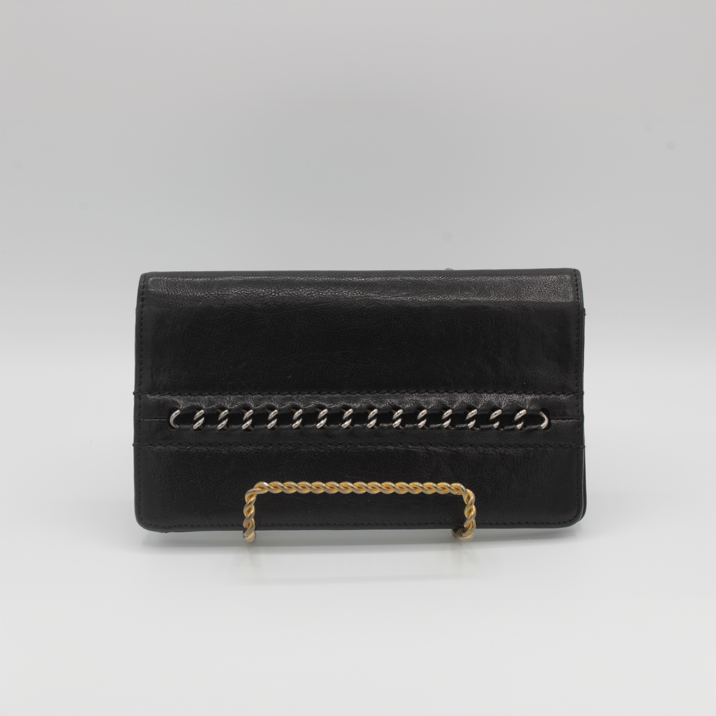 Chanel CC Bifold Calf Chain Black Leather Wallet 2005-2006