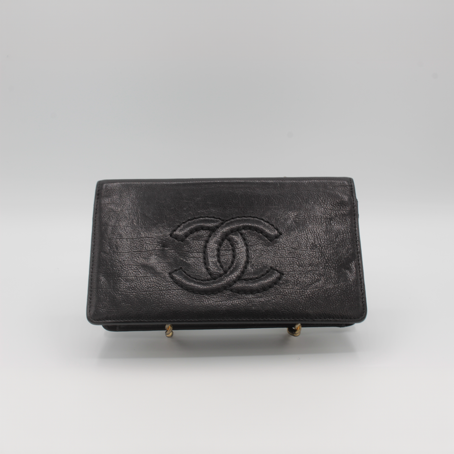Chanel CC Bifold Calf Chain Black Leather Wallet 2005-2006