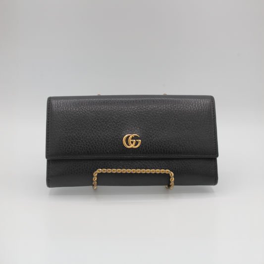 GG Marmont Black Leather Continental Wallet