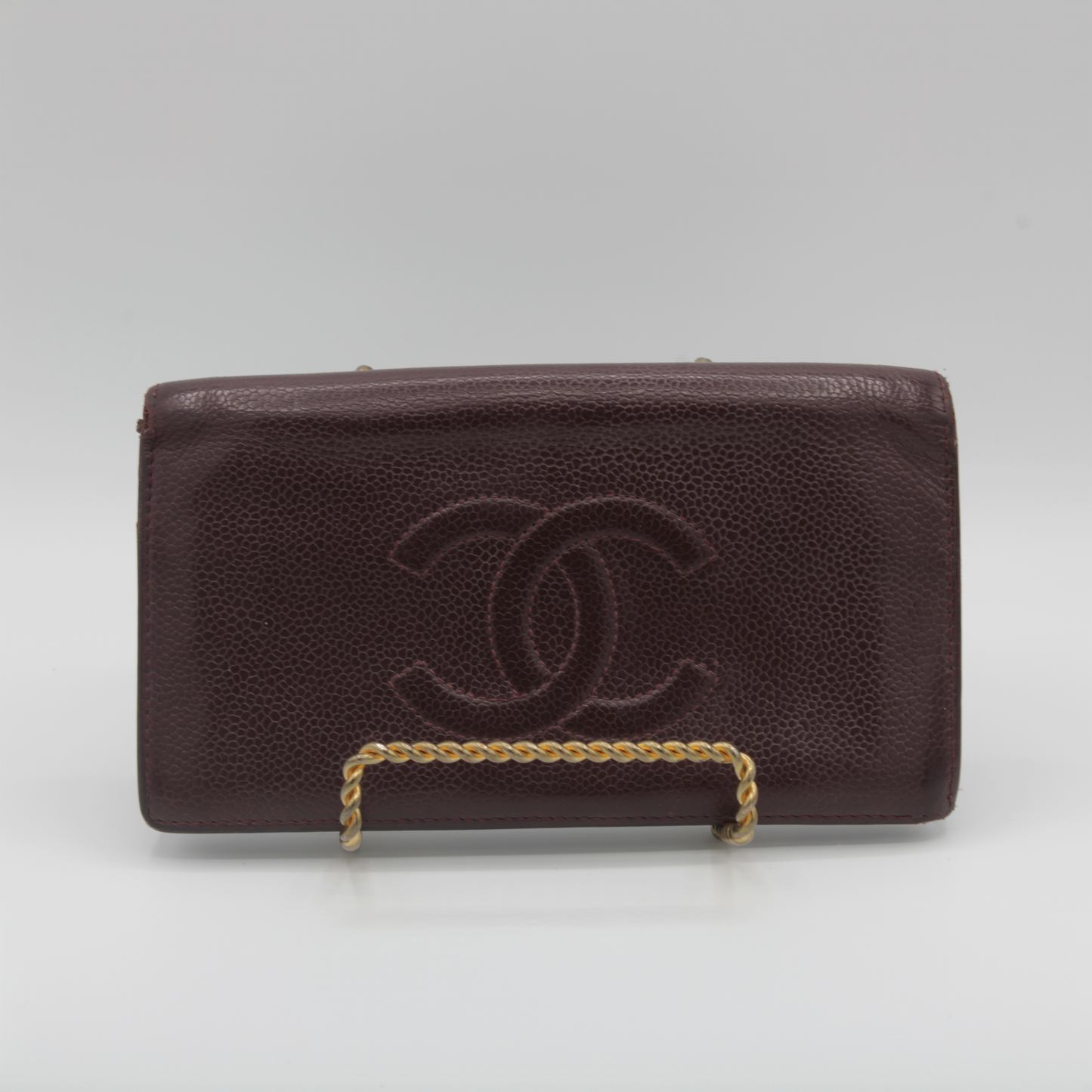 Chanel CC Bifold Maroon Leather Wallet 2005-2006